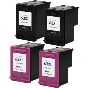High-Yield Ink Cartridge 4-Pack Value Set (63XL Compatible – 2 Black & 2 Color)